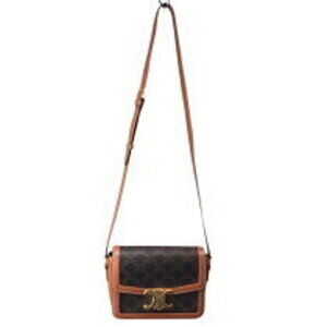 Celine Teen Triomphe Shoulder Bag Tan Canvas Calfskin